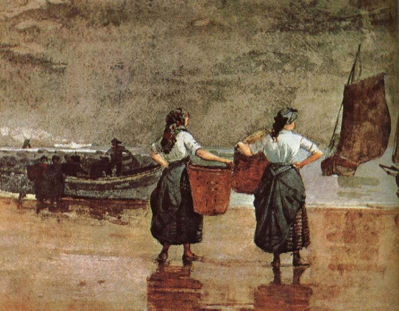 Winslow Homer Beach ee Fisherwoman ee Mother Germany oil painting art